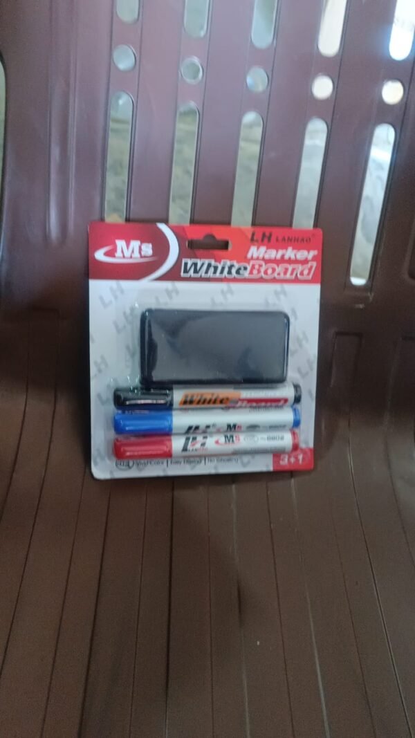 dee5efd0-cb48-4ea9-a496-3294f5121891.jpg Whiteboard Marker Set (Blue, Black, Red) with Board Duster - Pack of 4