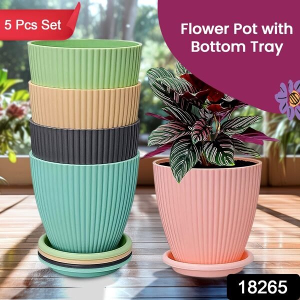 df3cd686-e1c7-4e09-9185-df216fcf0d48.jpg Plastic Flower Pot with Bottom Tray (5 Pcs Set)