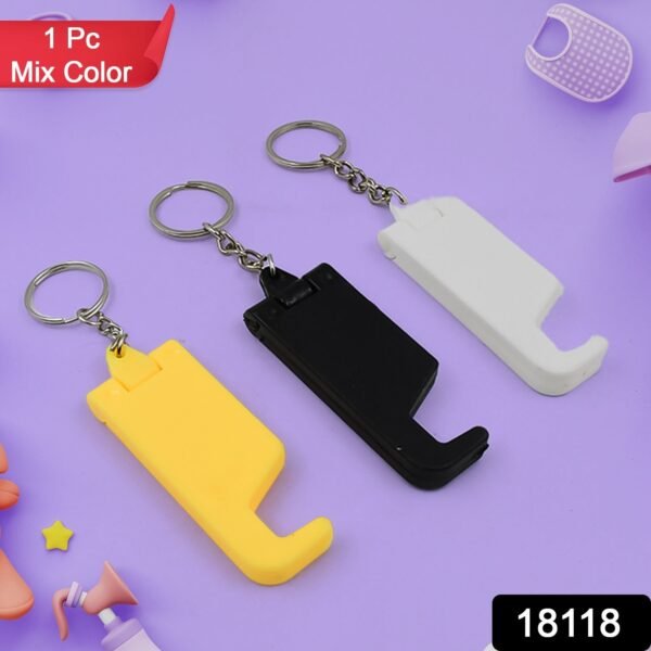 dfa9a59a-2dfc-443e-9954-4eaa7992a60d.jpg 2 in 1 Plastic Keychain with Mobile Stand / Phone Holder (1 Pc / Multicolor)