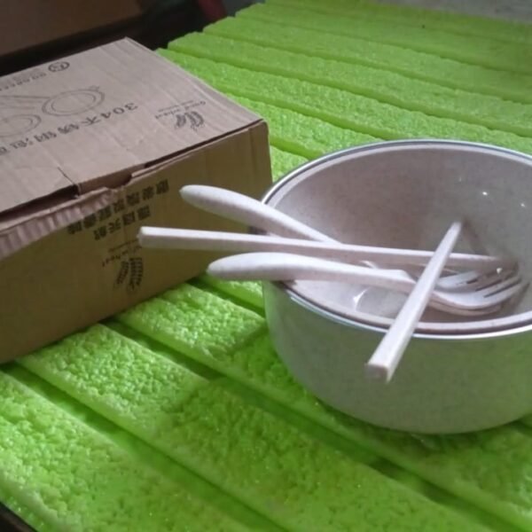 Rice Bowl Noodle Set – 6 Pcs with Lid, Handle & Cutlery