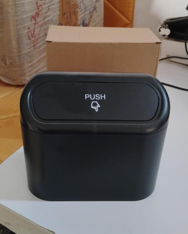 e21297f6-9307-497d-9c0b-7a4be9e25ebe.jpg Plastic Mini Car Trash Can / Bin with Lid (1 Pc / With Brown Box)