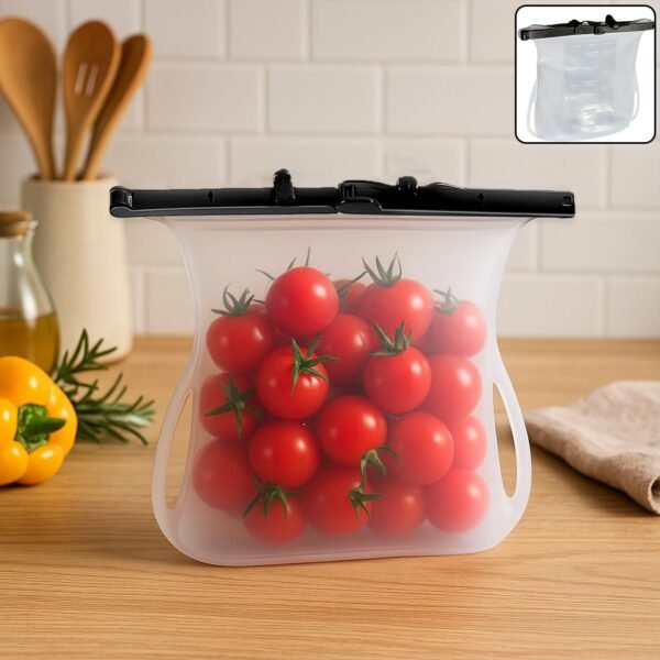 e2e69a1b-f9fa-4b65-81e5-24e658082683.jpg Reusable Silicone Food Storage Bag Leakproof Flat Bottom Freezer 1 Pc