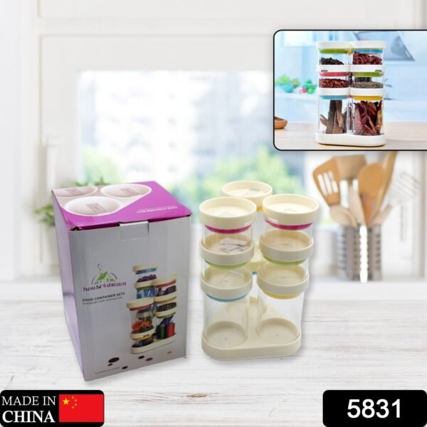 e4c6fcb1-b7e1-492f-a9c0-81dd4aa39c1a.jpg Multipurpose Plastic Transparent Storage Containers Masala Box Dabba Spice, Plastic Masala Spices Container Set Capacity With Airtight Lid Kitchen Pantry Organizer For Salt Mukhwas Box With Tray (8 Pc Set)