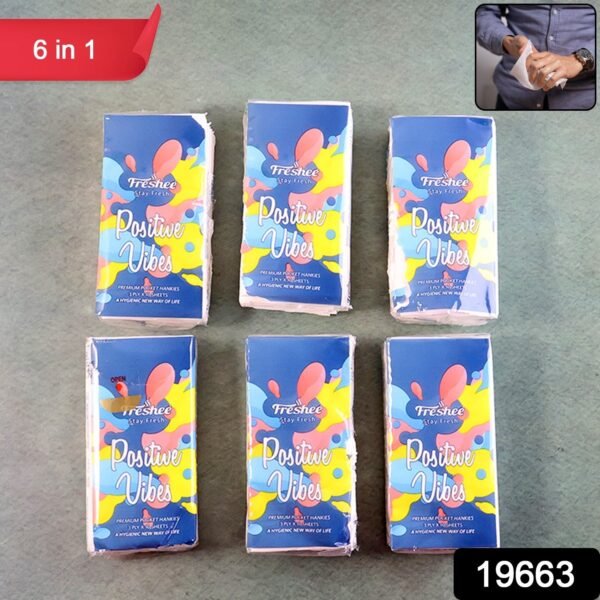 Premium Soft Pocket Tissue Pack  for Daily Use, Skin Care, Office (Pack of 6 / 60 Sheet)