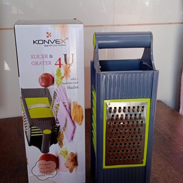 e6a5061b-f7c1-4ac3-9517-812e549ae250.jpg Steel and Plastic 4 in 1 Vegetable & Fruit Slicer Grater / Slicer (1 Pc)