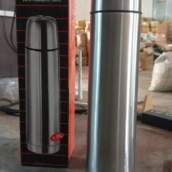 Vacuum Flask Without Cover, 18/8 Stainless Steel | Hot and Cold Water Bottle with Push-Down Lid | Double Walled Stainless Steel Bottle for Travel, Home, Office, School, Picnic (1000 ML / Without Cover)