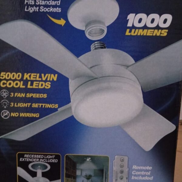 Original Cool LED Socket Fan Light 1000 Lumens 5000K Remote Controlled