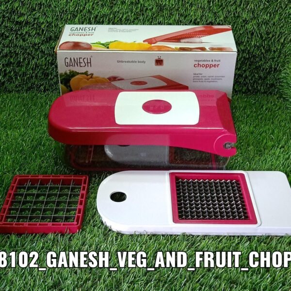 Ganesh Plastic Chopper Vegetable and Fruit Cutter, Red