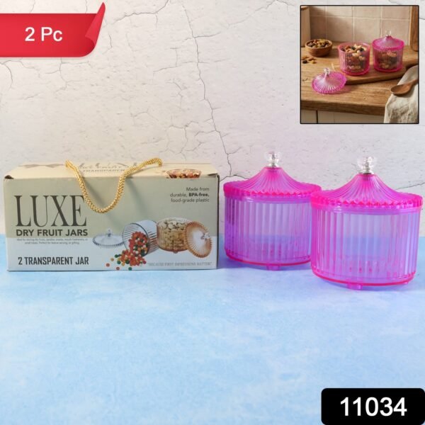 ed242f44-e369-4d02-8859-5128cd358442.jpg Plastic Luxury Transparent Dry Fruit Storage Jars (2 Pc)