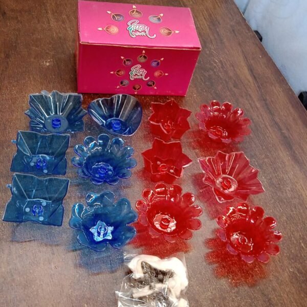 ed33a1c6-7f5a-4fa6-bada-8deae31706ac.jpg Reflection Diya Combo Plastic Candle Cup with Multi Shape, Diwali (12 Pcs Set)