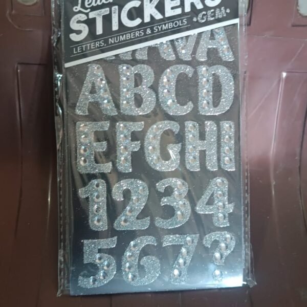 eeb5df1d-45b9-41bc-9e42-c271581123a8.jpg Silver Gem Letter & Numbers Stickers 1 Inch Letters, 130 Count (Pack of 6 Sheets)