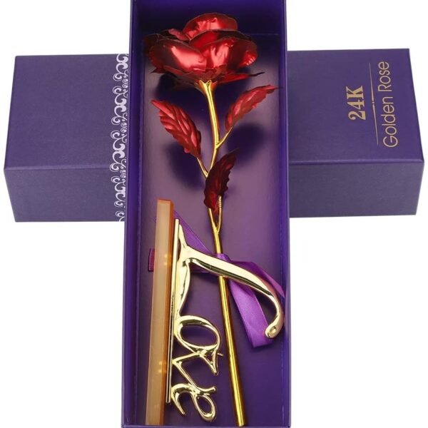 24k Gold Rose,hicoosee Gold Foil Plated Rose with LOVE Stand and Gift Box
