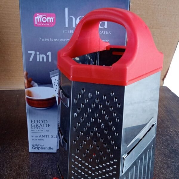 Supermom 7-in-1 Heavy Duty Stainless Steel Box Grater with Ergonomic Handle (1 Pc)