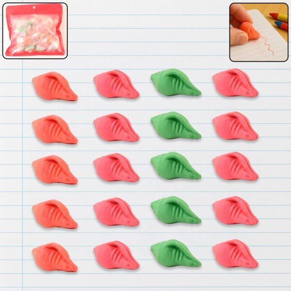 Shankh Shape Eraser Rubber (20 Pc / Mix Colour & Design)
