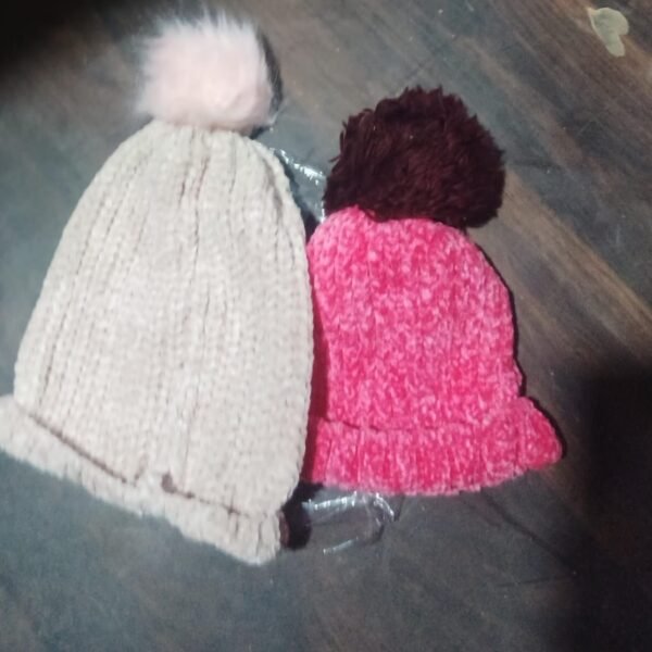Soft Winter Cap, Woolen Inside Fur Beanie Cap (1 Pc / Mix Design & Color)