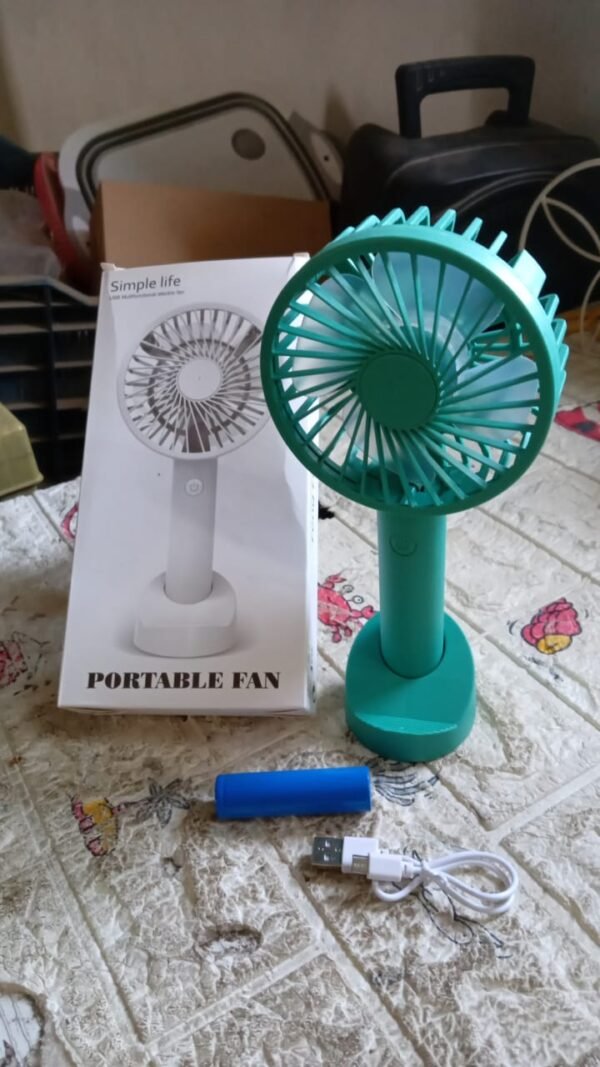 Portable Handheld Fan 3 Speeds Battery Operated Rechargeable with Base Holder