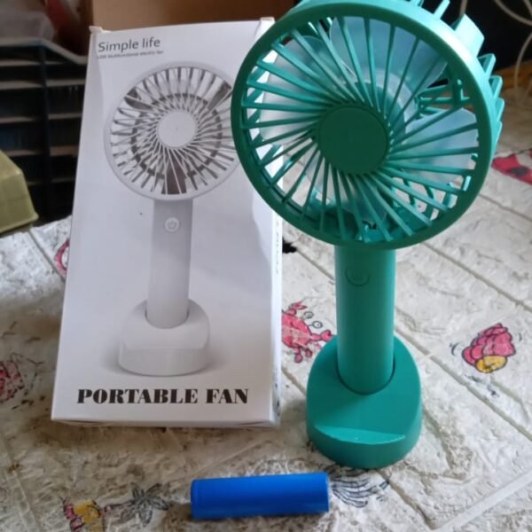 Portable Handheld Fan 3 Speeds Battery Operated Rechargeable with Base Holder