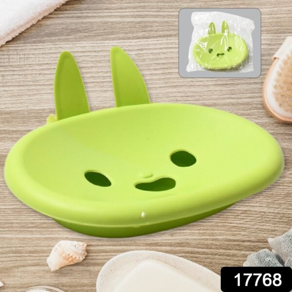 Soap Box  Cute Rabbit Shape Double Bowl Plastic Rack Storage