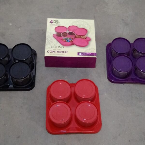 Airtight Plastic 4 Pc Storage Container Set, With Storage Container