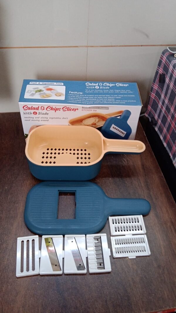 f3193162-5fdb-49f8-b1de-69f4abfe2e46.jpg Vegetable Slicer Cutter - 6 Blades Kitchen Accessories (1 Set)