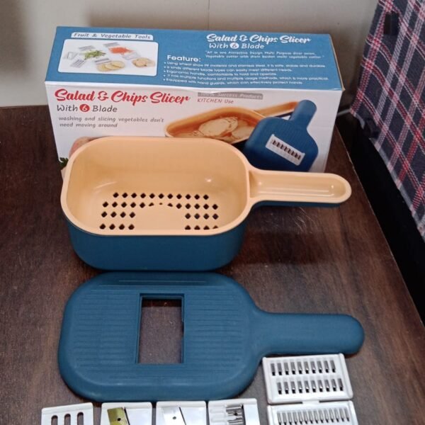 f3193162-5fdb-49f8-b1de-69f4abfe2e46.jpg Vegetable Slicer Cutter - 6 Blades Kitchen Accessories (1 Set)
