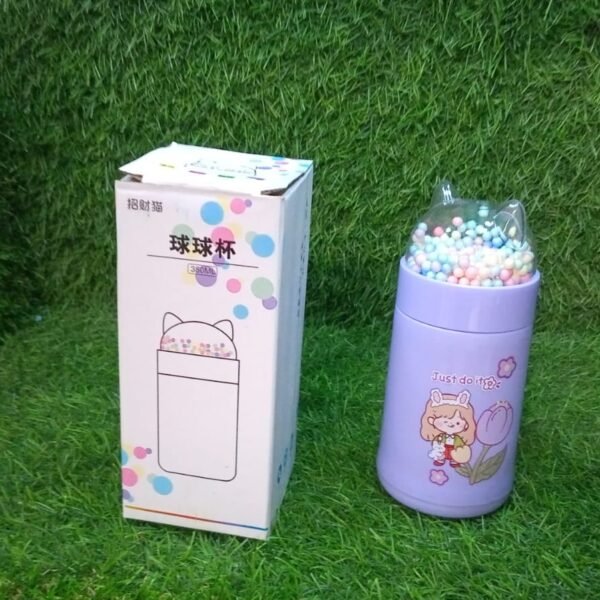 Girl Glass Water Bottle for School with Kid Sparkle Strap Cat 350ml (MOQ :- 75 pc)