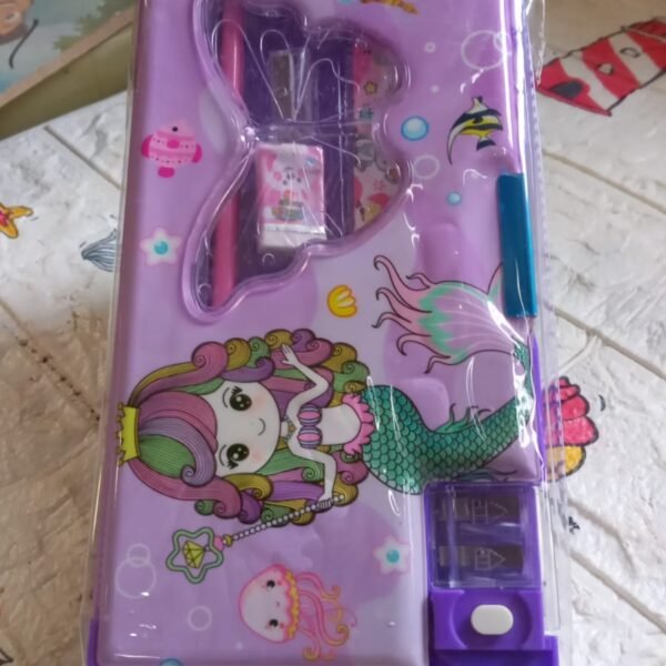 Printed Pencil Case for Kids (1 Pc): Multi-Compartment, Compass Box