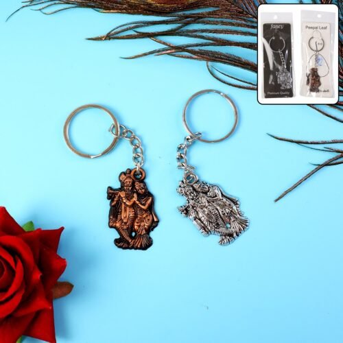 f53db3c1-aba7-4f46-9c6f-b147527afbf7.jpg Radha Krishna Metal Keychain Set (2 Pc Mix Design)