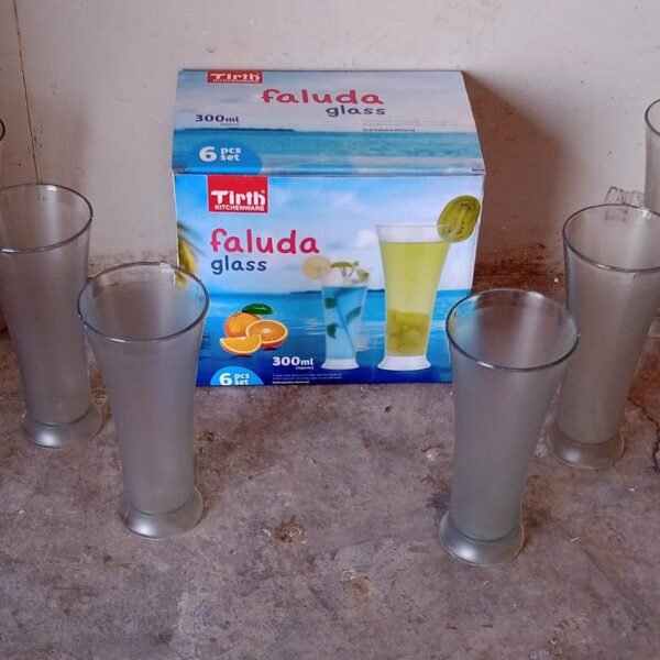 High Quality Faluda, ice cream, Juicer and Water Glasses Set of 6 Transparent, Drinking Water Glasses Stylish Glasses for Faluda, Water, Juice, Glass Set of 6 Pcs (Plastic 300 ML Approx)