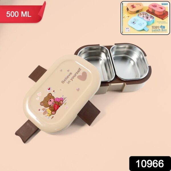 f57a857f-3ac4-4294-87d8-f23b21bcb265.jpg Cute Teddy Printed Kids Lunch Box (500Ml / 1 Pc)
