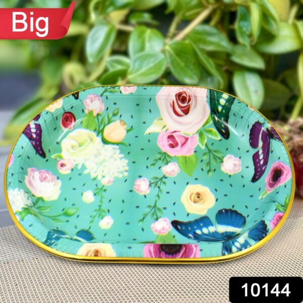 f5a03a47-cbdb-4139-8ff8-9ccf1295a519.jpg Big Plastic Flower Printed Design Serving Tray (1 Pc / 35 x 24 CM / Mix Color)