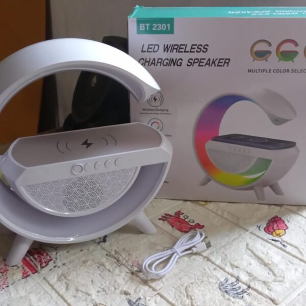 3-in-1 Multi-Function LED Night Lamp with Bluetooth Speaker, Wireless Charging, for Bedroom for Music, Party and Mood Lighting - Perfect Gift for All Occasions blootuth speaker (Media Player)