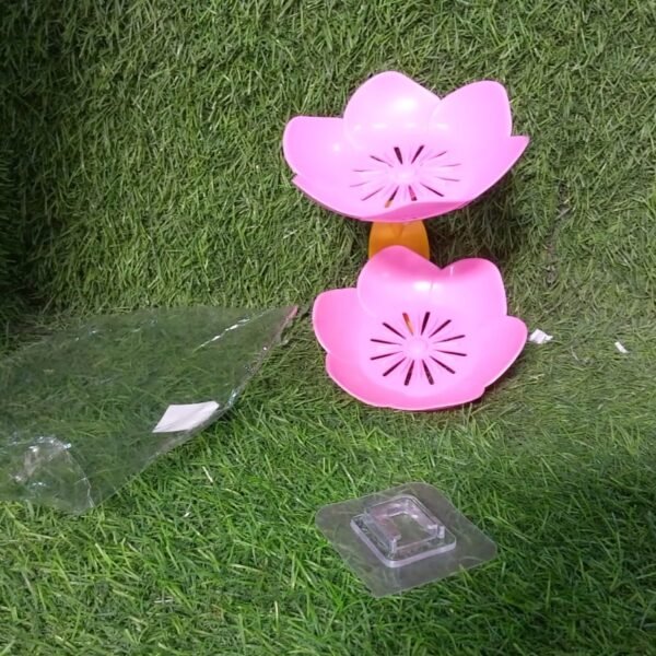 Double Layer Flower Self Draining Soap Dish Holder, Bathroom Shower Soap Holder