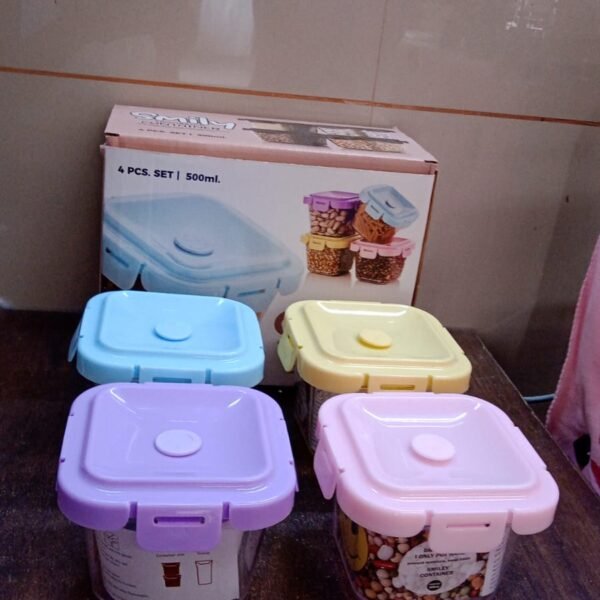 Plastic Food Storage Containers with Lid (4 Pcs Set / 500 ML)