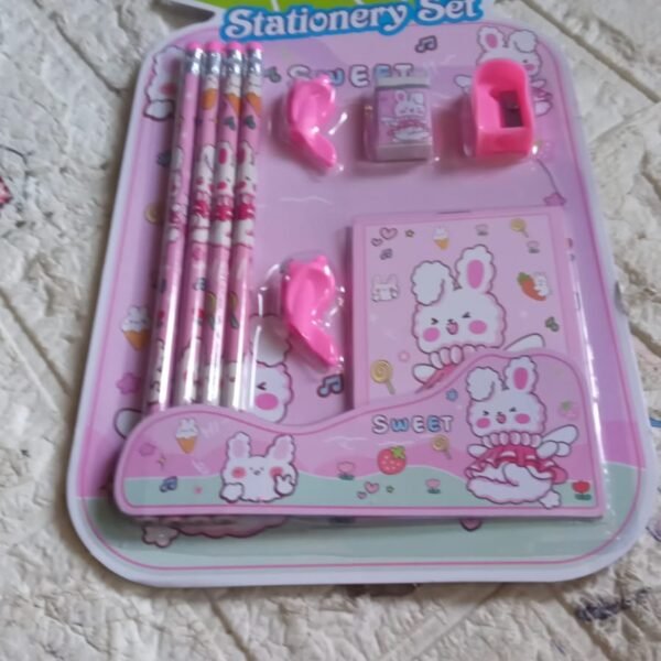 Kids' Stationery Kit: Wooden Pencils, Sharpener, Eraser, Diary (9 Pc Set)