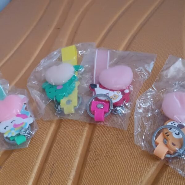 Silicone Keychain with Wrist Strap & Squeeze Toy (1 Pc Mix design)