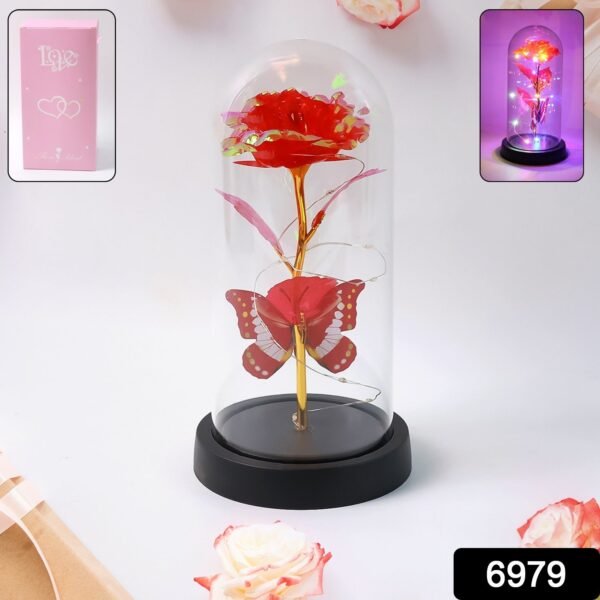 Elegant LED Eternal Rose in Plastic Dome (1 Pc / Battery Not included)