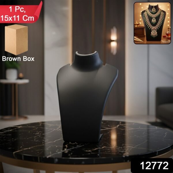 fd8de85f-b6cc-4f40-92a9-f4211ca15d59.jpg Premium Black Necklace Display Stand Mannequin Bust (1 Pc / 15x11 Cm)
