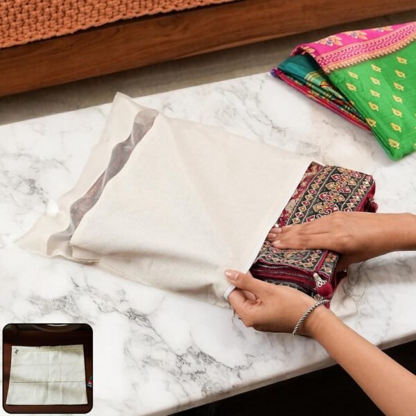 Zip Closure Saree Storage Bag (14.5×16.5 Cm, 1 Pc)
