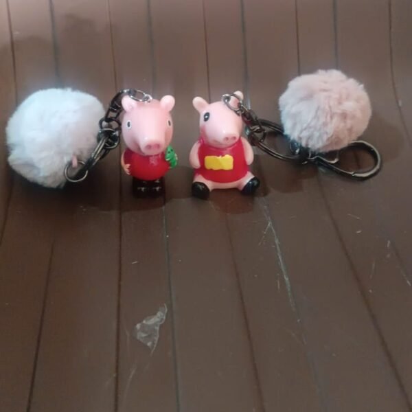 Cute Cartoon Keychain with Fluffy Pom (1 Pc / Mix Design)