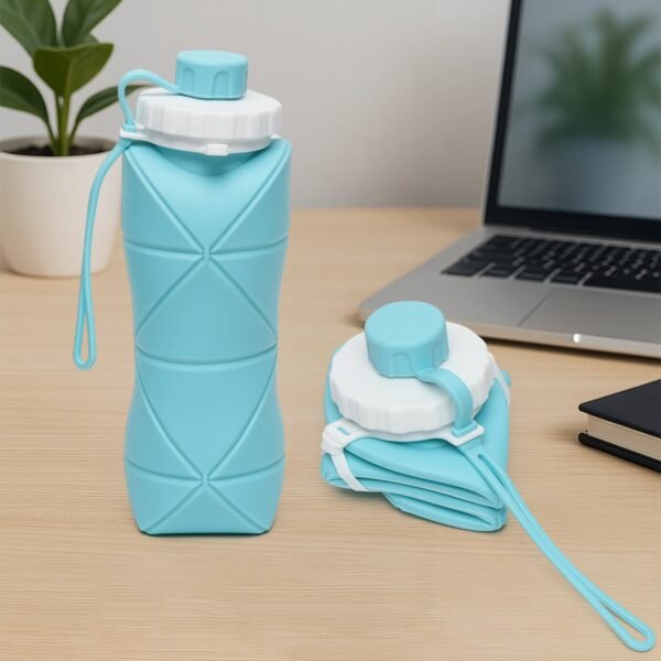 600ml Collapsible Silicone Water Bottle for Travel, Sports, Gym & Office (1 Pc)