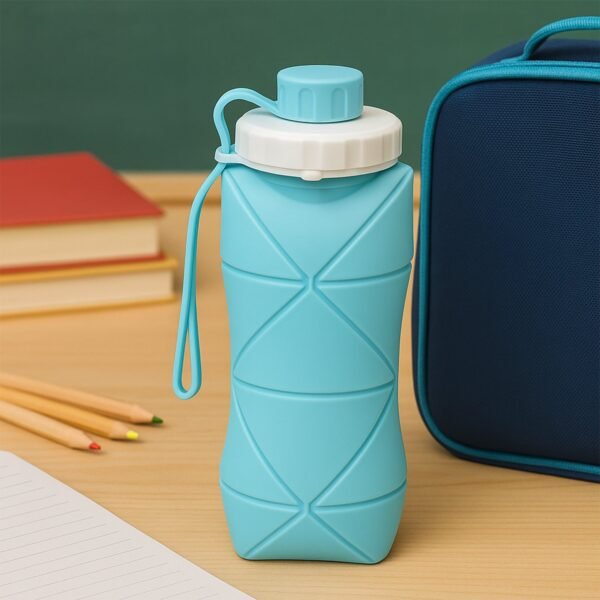 600ml Collapsible Silicone Water Bottle for Travel, Sports, Gym & Office (1 Pc)