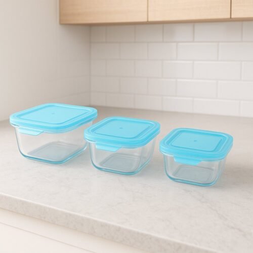 food-storage-containers-01_12b9f599-f729-4bc8-a7b5-74e70125066a.jpg Premium Quality 3-Piece Square Glass Food Storage Container / Bowl Set