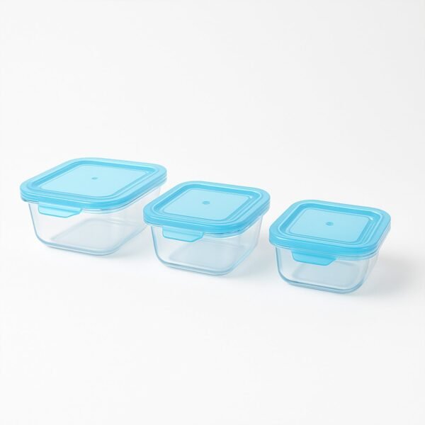 Premium Quality 3-Piece Square Glass Food Storage Container / Bowl Set