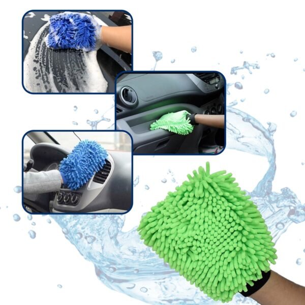 Microfiber Wash and Dust Chenille Mitt Cleaning Gloves