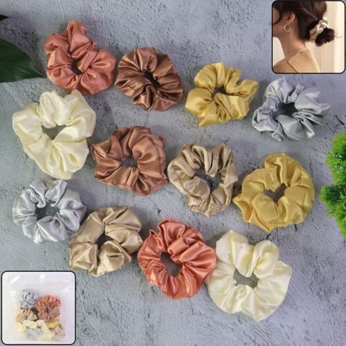 hair-bands-01_a1f79a07-7637-40c6-93ac-376d2afaae10.jpg Premium Satin Hair Scrunchies / Elastic Hair Ties for Women & Girls (12 Pc)