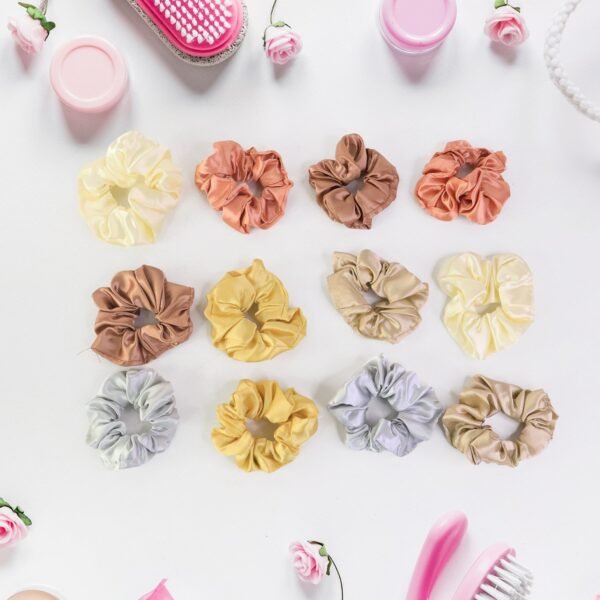 Premium Satin Hair Scrunchies / Elastic Hair Ties for Women & Girls (12 Pc)