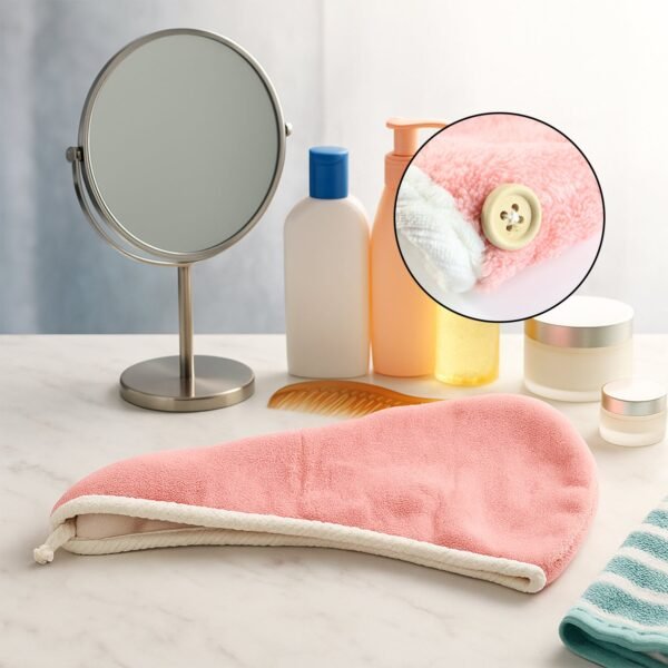 hairdryingtowel2-03.jpg Soft Microfiber Hair Drying Towel Cap with Button Loop (1 Pc)