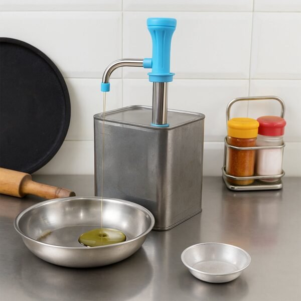 hand-press-oil-pump-02.jpg Supermom Manual Stainless Steel Oil Pump Dispenser (1 Pc)