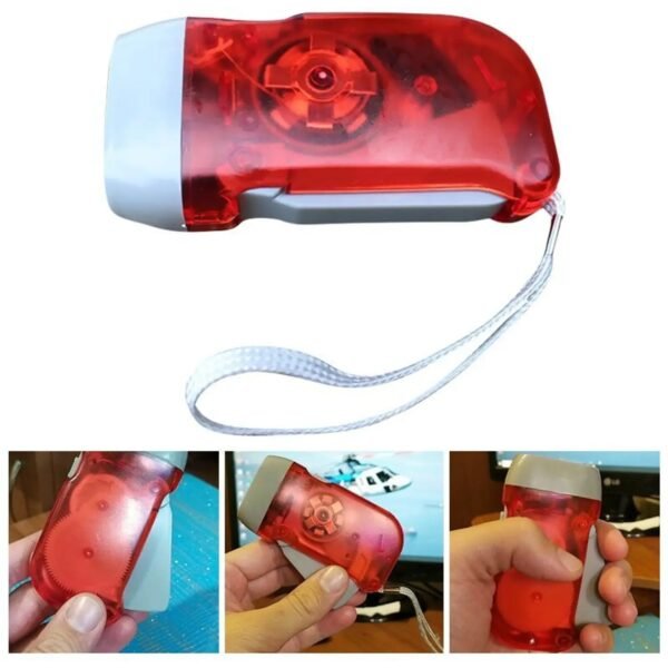 2-LED Hand Press Torch – Battery-Free Hand Crank Flashlight